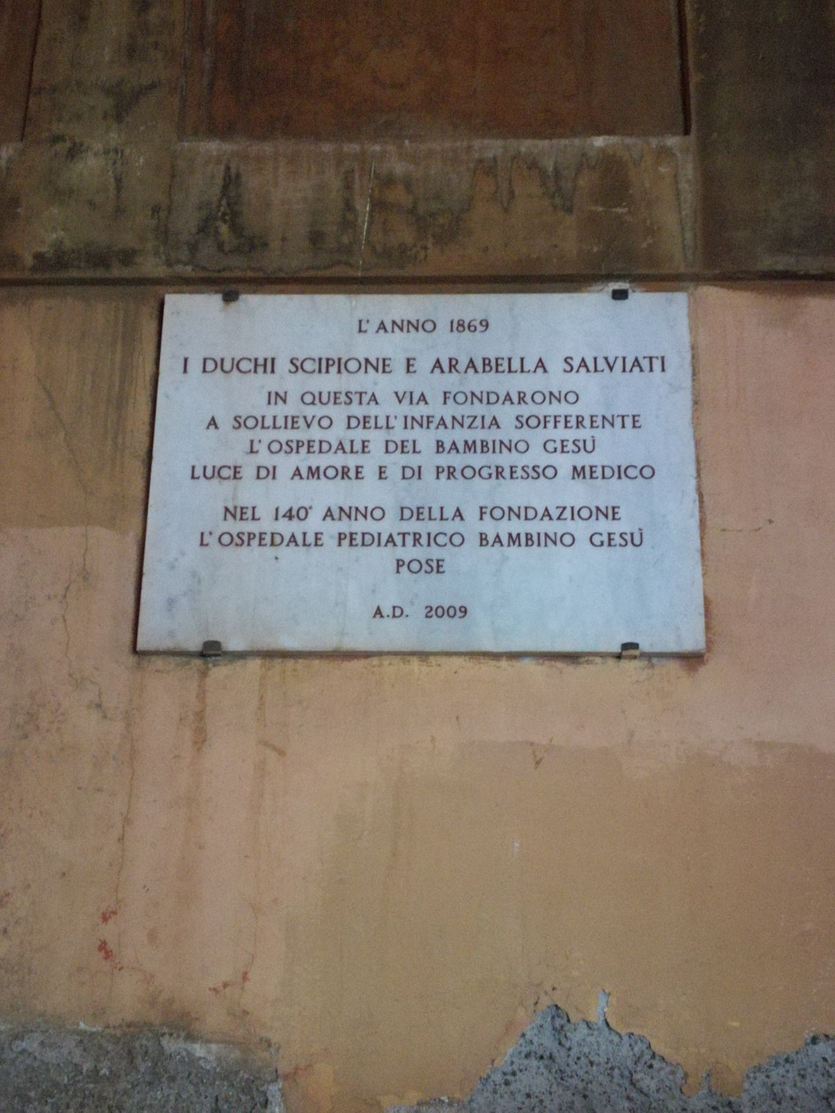 Ospedale Pediatrico Bambino Gesù memorial tablet, Rome, by Antonella Borghi.jpeg